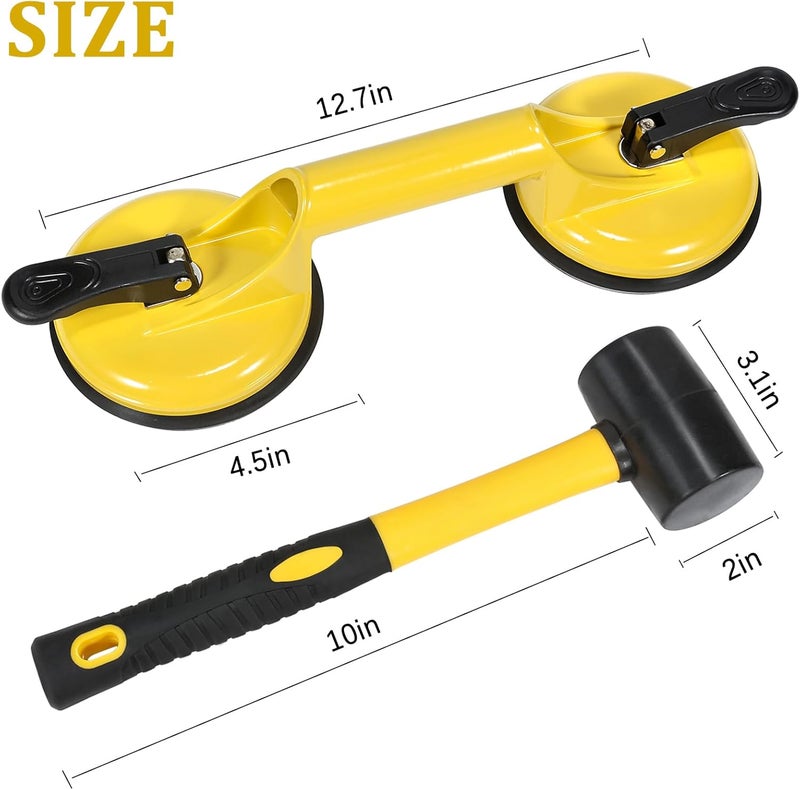 Genubi Industry Floor Gap Fixer Tool for Laminate Floor Gap Repair Plank Grabber Includes Heavy Duty Aluminum Suction Cup and Fiberglass Handle Rubber Mallet (Can't Use on Scraped Surface Floor) - Image 5